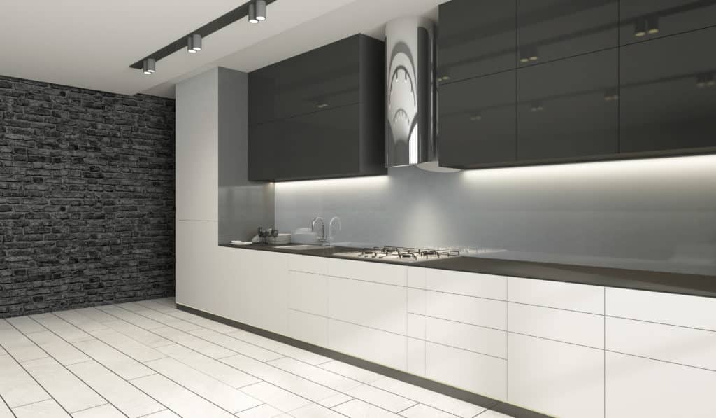 modern style kitchen interior in black and white tones